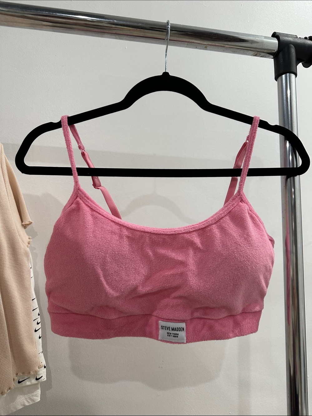 Steve Madden Pink Terry Bralette with Adjustable Straps